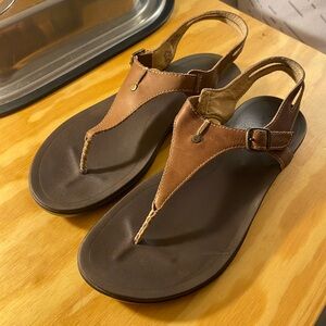 Olukai Womens Brown Leather Sandals